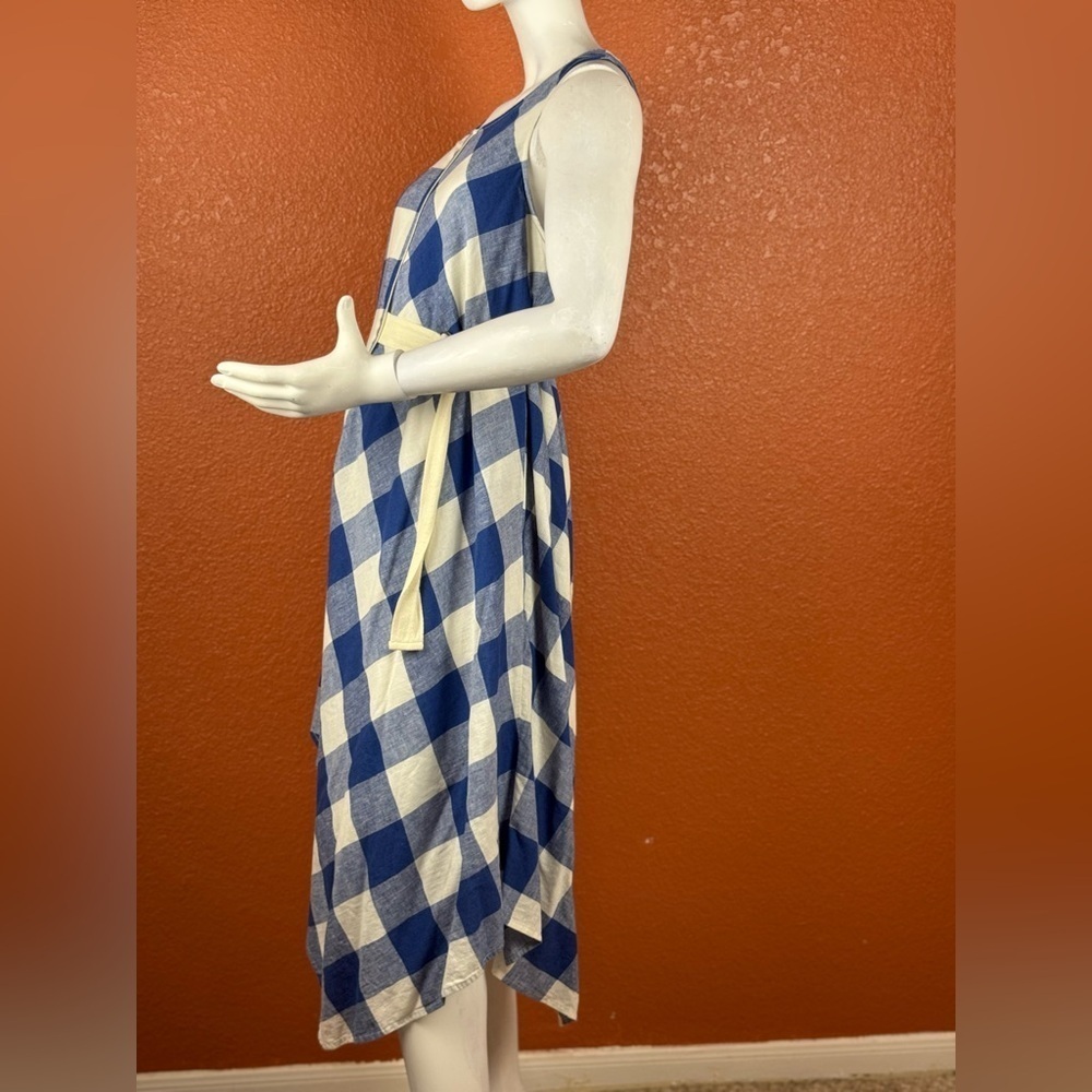 Maeve Blue and White Asymmetrical Wrap Sundress Size XSP. A14 - Picture 7 of 16